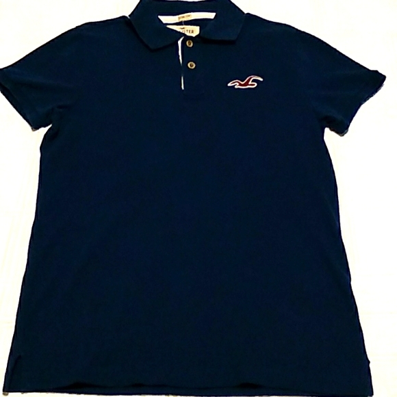 HOLLISTER MEN'S POLO. DEEP NAVY with RED LOGO. VERY NICE USED CONDITION!! - Picture 2 of 4